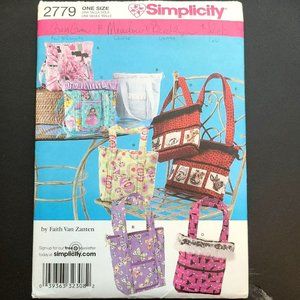 Simplicity 2779 Girls' Tote Bag Purse Gym Bag in 2 Sizes UNCUT Sewing Pattern